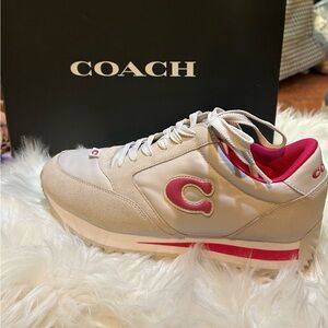 Coach Women's Beige and Pink Sneakers